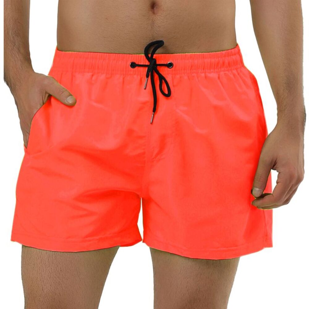 Swim Shorts Summer Drawstring Waist Color Mesh Lining Swimming Board Shorts